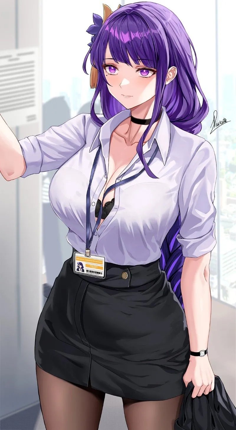 Raiden Shogun, but she is an office worker.  Avatar