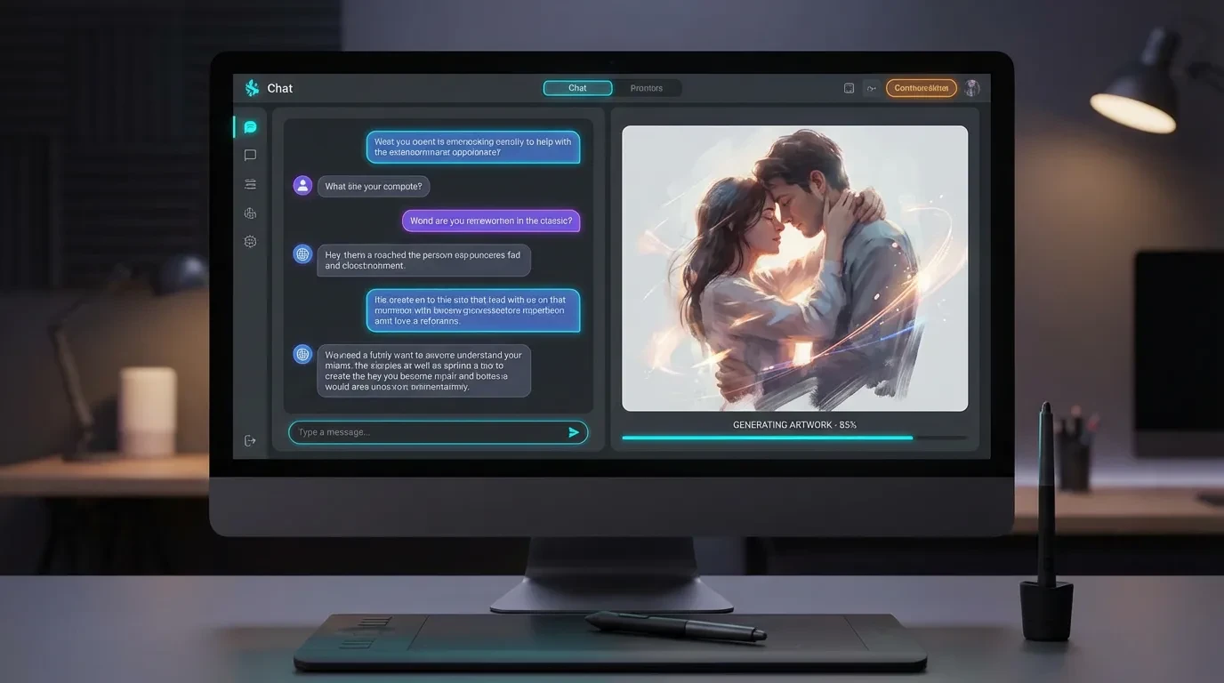 AI image generation within adult chat showing visual companion interaction on Girlfriendly AI