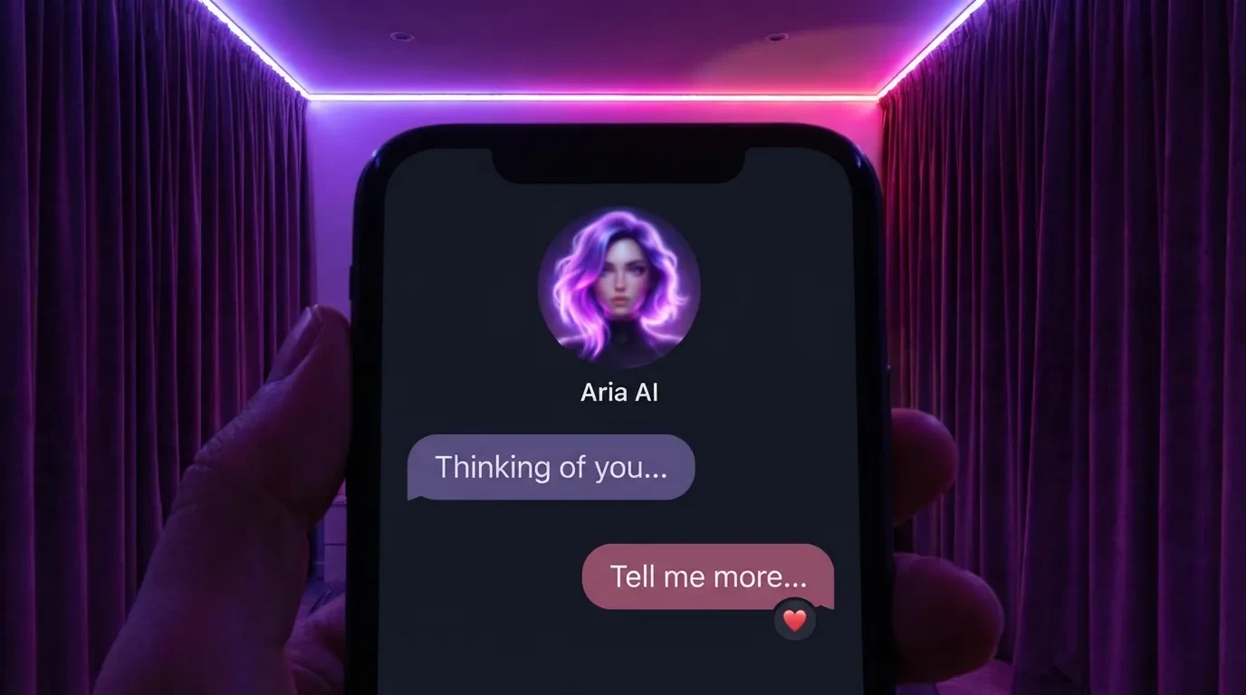 Adult AI chat interface showing an intimate uncensored conversation on Girlfriendly AI