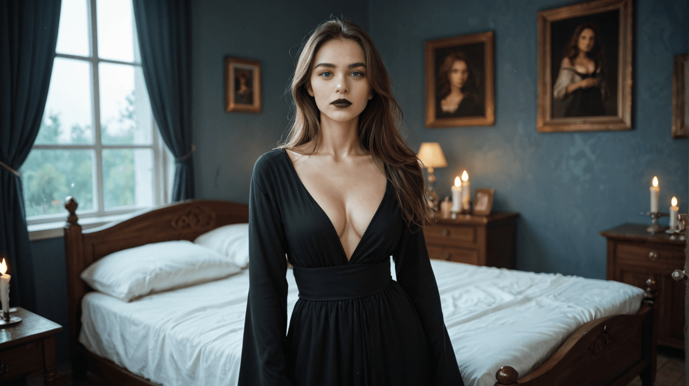 Immersive AI roleplay chat (AI RP) interface on Girlfriendly AI showing a fantasy scenario