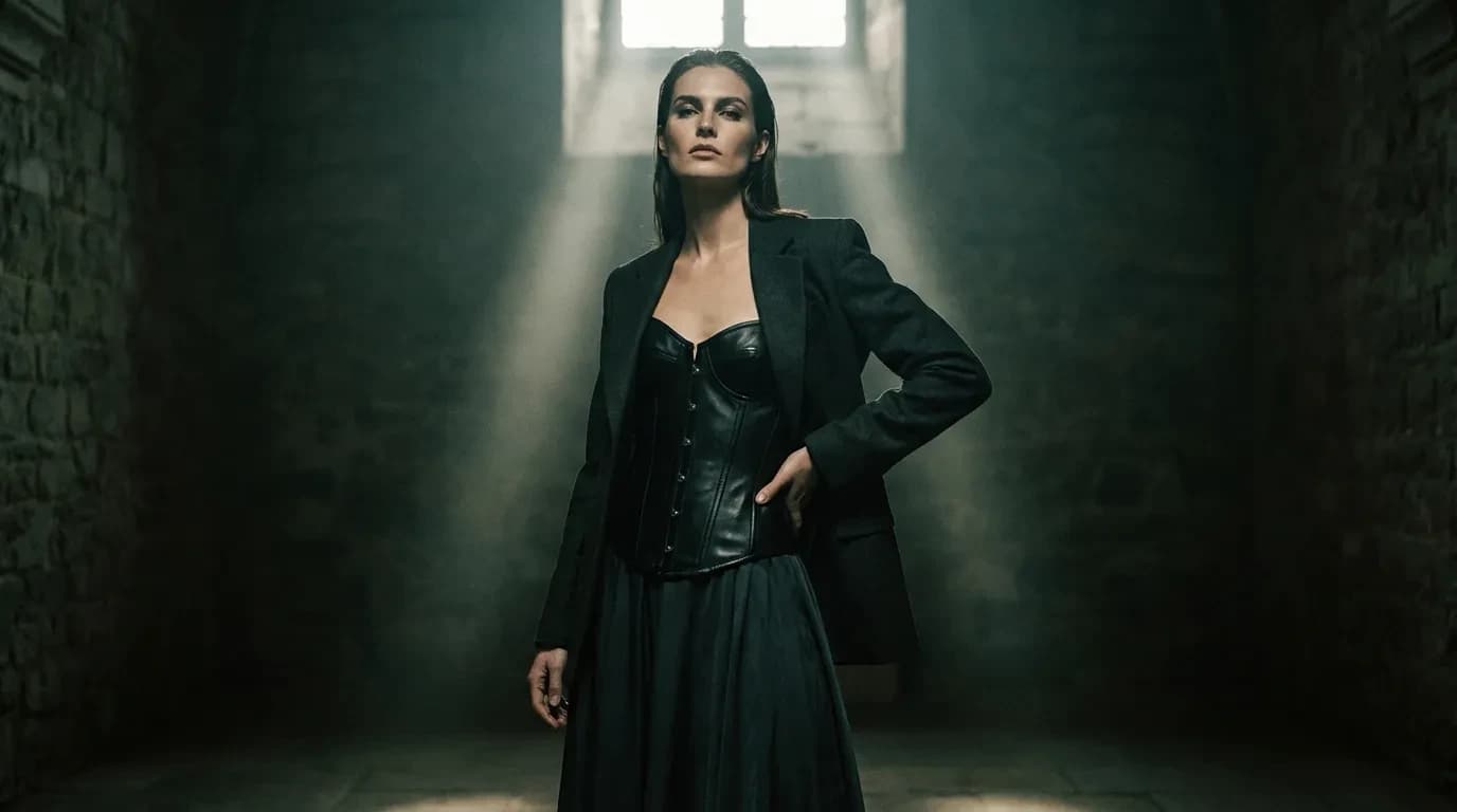 Dominant AI character in a femdom AI chat scenario on Girlfriendly AI