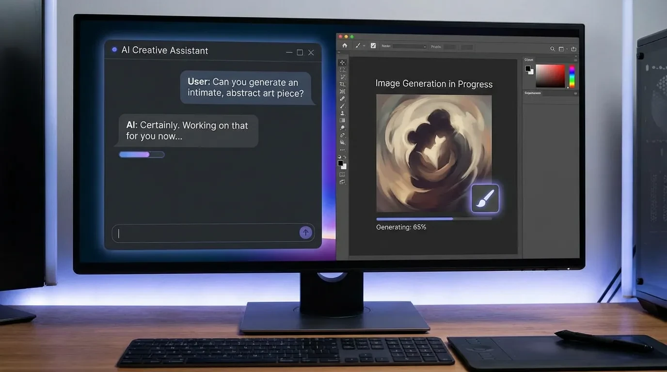 AI image generation within horny chat showing visual companion interaction on Girlfriendly AI