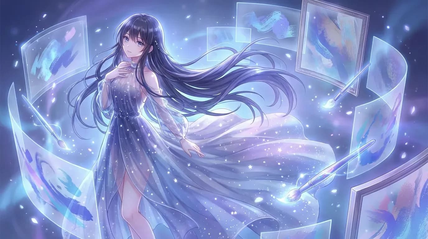 Demonstration of consistent AI character generation across multiple NSFW art pieces