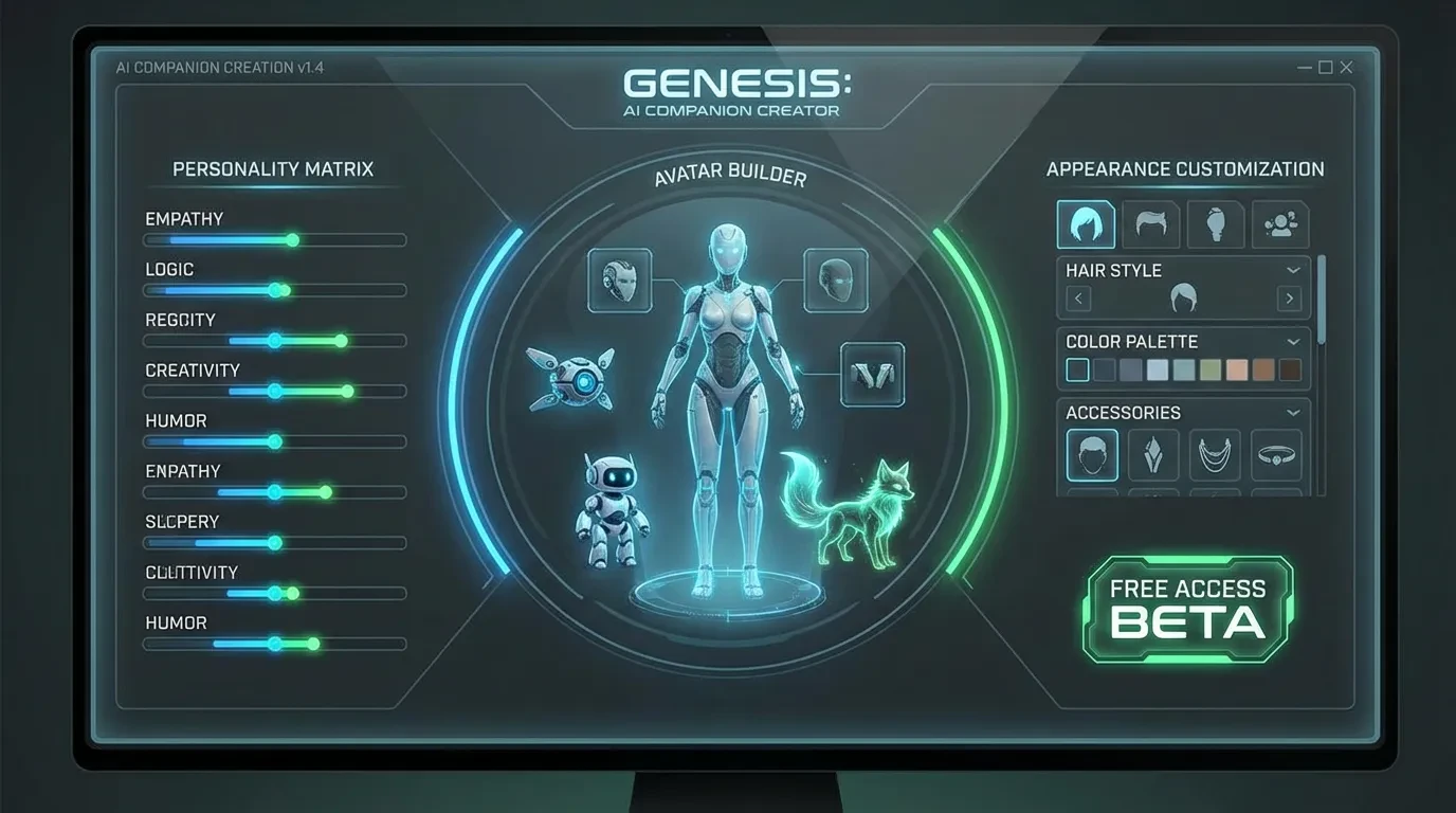 Character creation interface available for free on Girlfriendly AI
